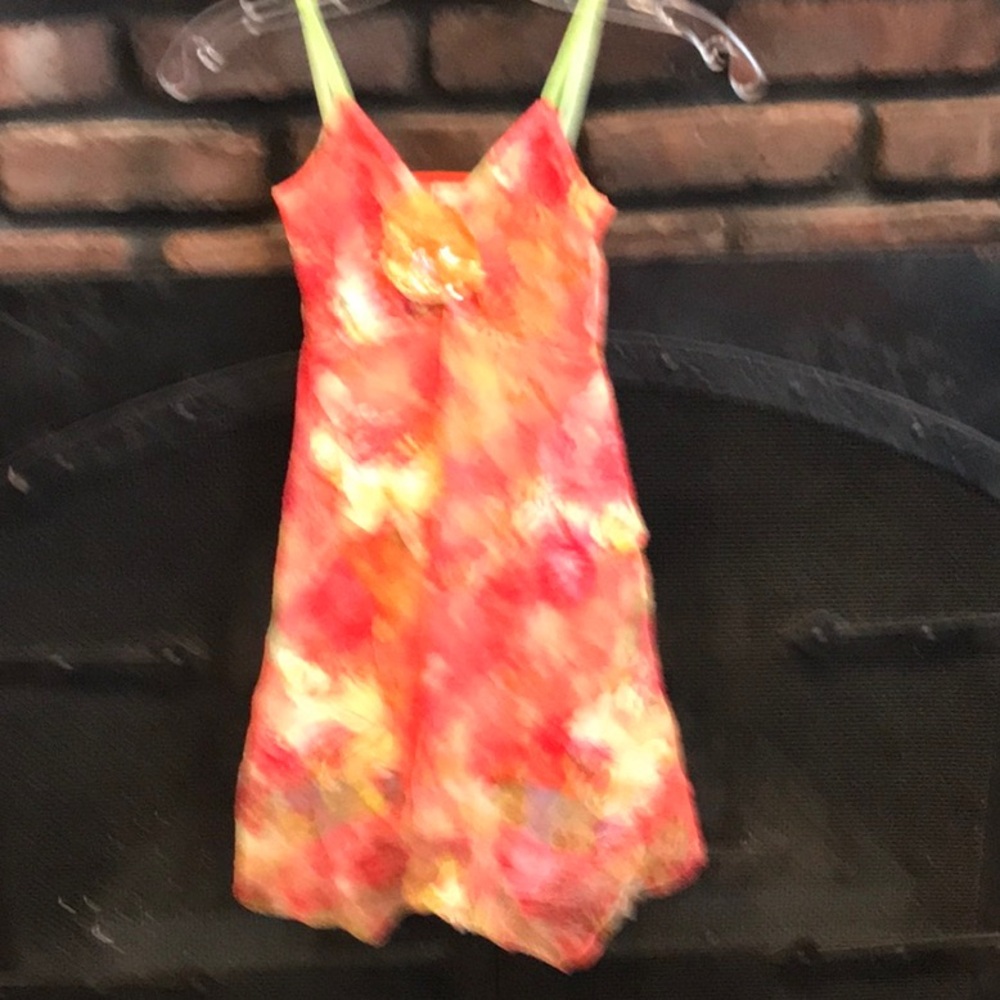 Kids Floral Tie-Dye Slip Dress - Pink and Orange